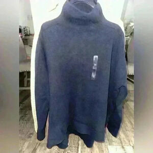 TOMMY HILFIGER Navy  With Red And Gold Metallic Sleeves Turtleneck Sweater M